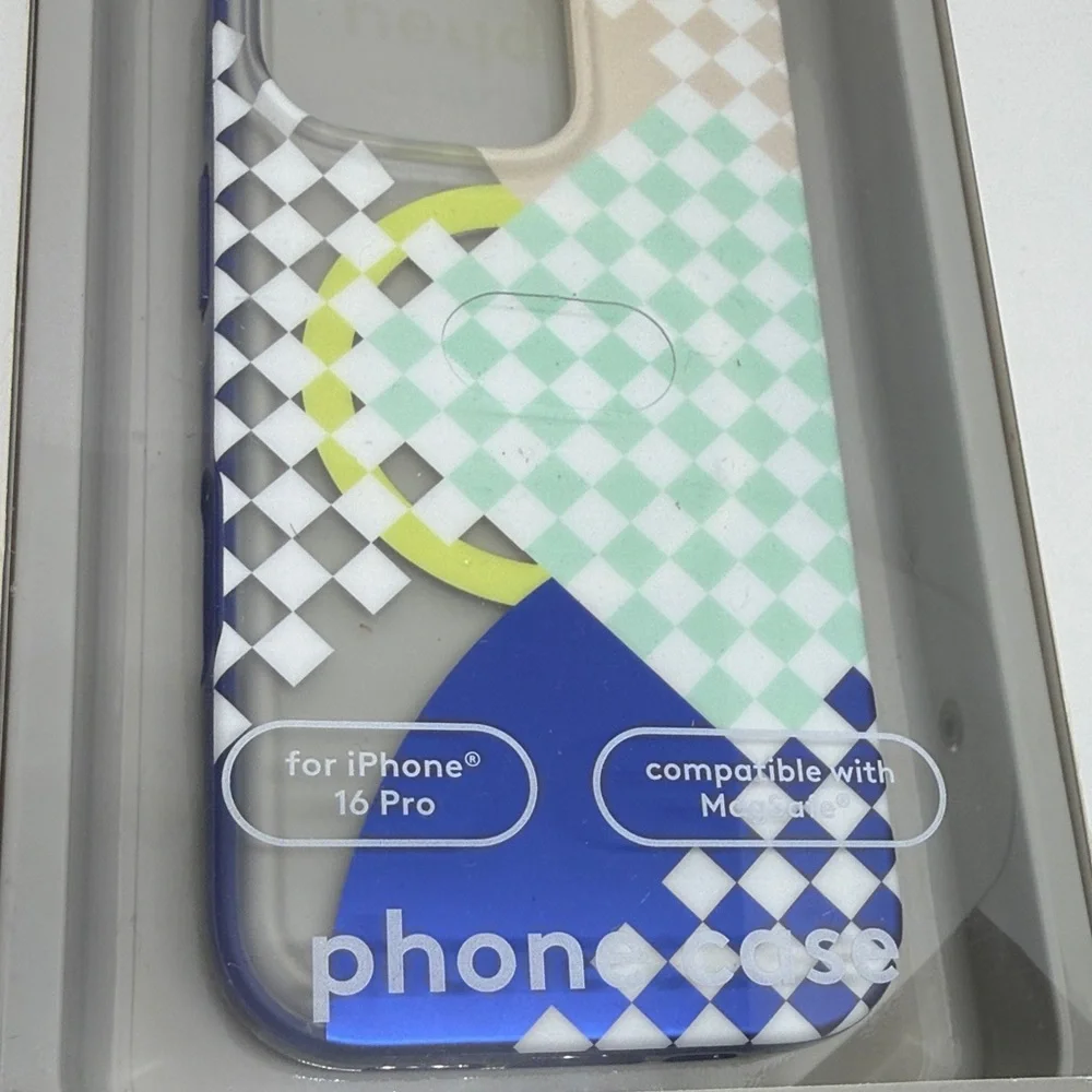 Heyday iPhone 16 Pro Case Blue Green Geometric MagSafe Artist Series NWT
